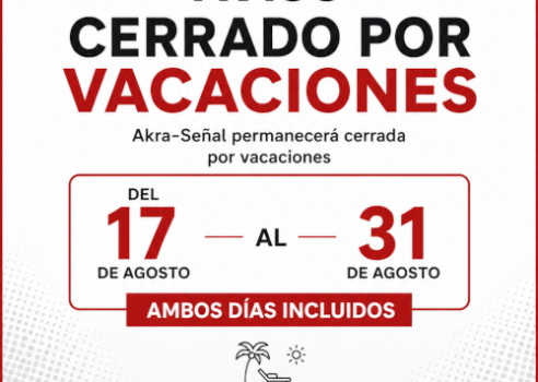 CERRAMOS POR VACACIONES