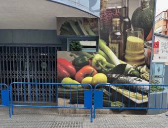 BLUE METAL PEDESTRIAN RETAINING FENCE